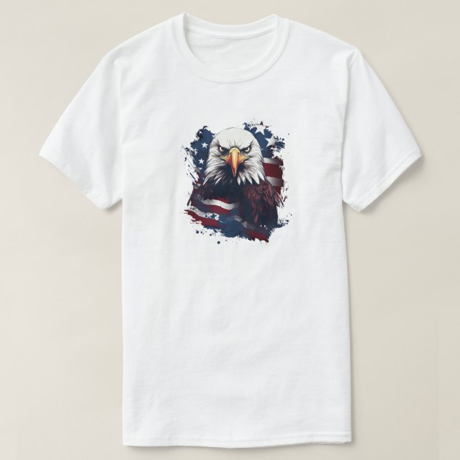 T-Shirt Aigle Avec Drapeau Américain (Design devant)
