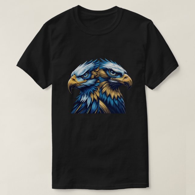 T-shirt Aigle Bleu & Or – Illustration Vectorielle Moderne (Design devant)