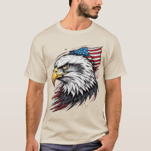 T-shirt Aigle chauve avec drapeau américain - Art détaillé