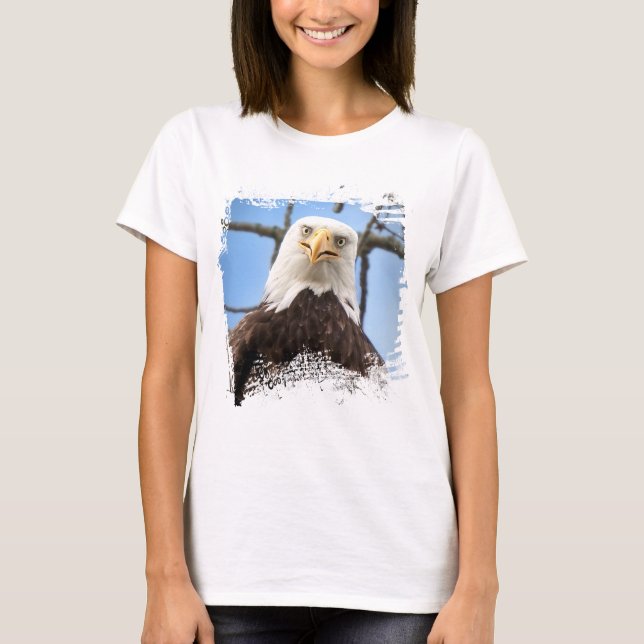 T-shirt Aigle chauve drôle fixe la faune Moderne (Devant)