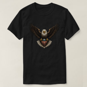 T-shirt Aigle chauve patriotique avec bouclier du drapeau