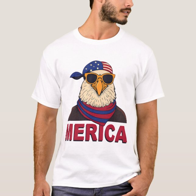 T-shirt Aigle Cool de Merica - Design du drapeau patriotiq (Devant)