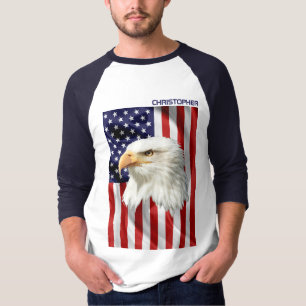 T-shirt Aigle d'Amérique cool, Drapeau des États-Unis, Pat