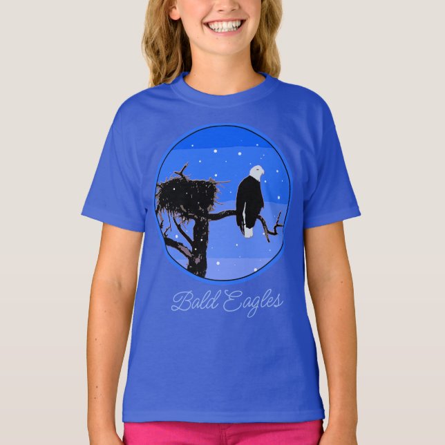 T-shirt Aigle de Bald en hiver - Art original de la faune  (Devant)