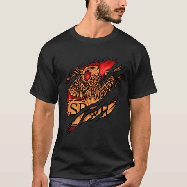 T-shirt Aigle de gloire : Dévoiler le drapeau SPQR de la c (Devant)