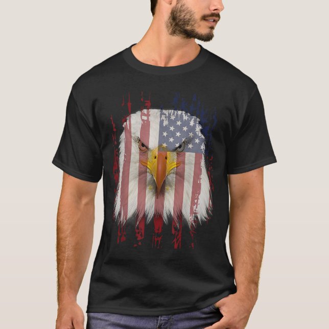 T-shirt Aigle des États-Unis avec drapeau américain (Devant)