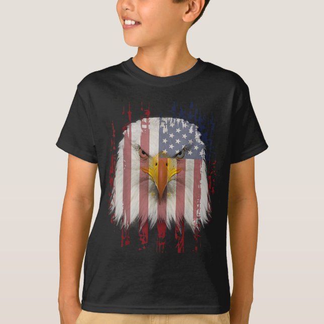 T-shirt Aigle des États-Unis avec drapeau américain (Devant)
