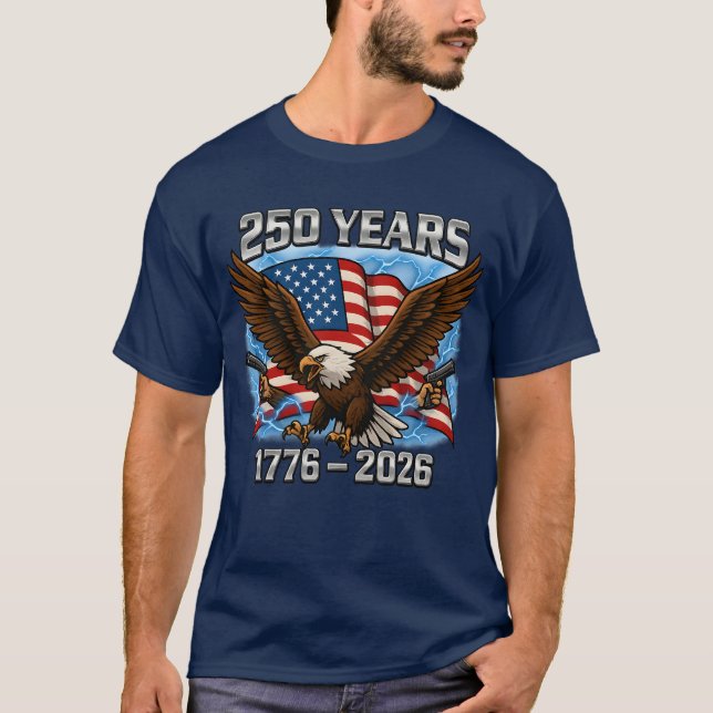 T-shirt Aigle et drapeau 250 ans 1776-2026 250e anniversai (Devant)