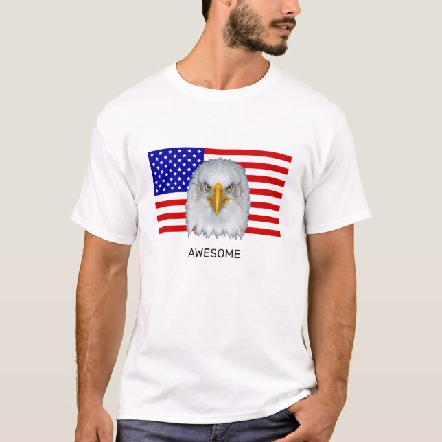 T-Shirt Aigle et Drapeau Américain (Devant)
