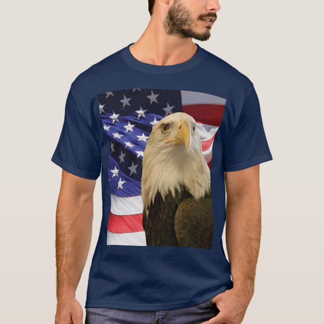 T-shirt Aigle et drapeau américains (Devant)