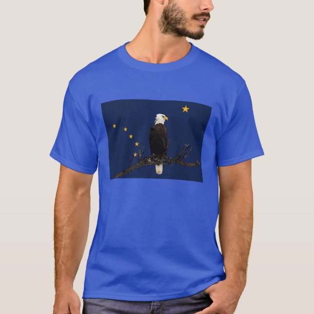 T-shirt Aigle Et Drapeau De L'Alaska (Devant)