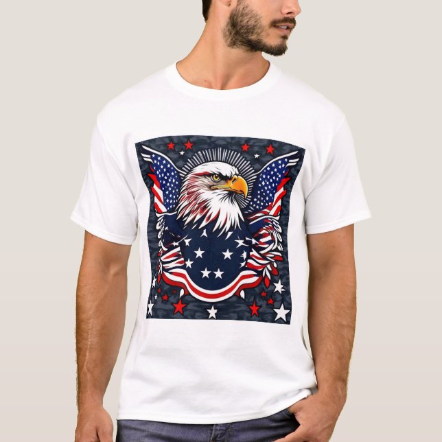 T-shirt Aigle et Drapeau de l'Amérique - Oeuvre patriotiqu (Devant)