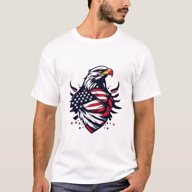 T-shirt Aigle et drapeau de l'Amérique - Symbolisme patrio (Devant)