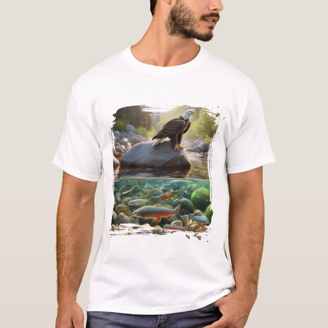 T-shirt Aigle et Truite de Rivière (Devant)