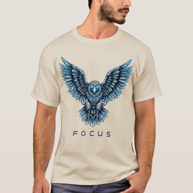 T-shirt Aigle Futuriste avec Texte de Concentration (Devant)