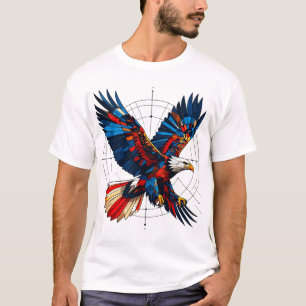 T-shirt Aigle Géométrique – Vol en Mosaïque avec Précision