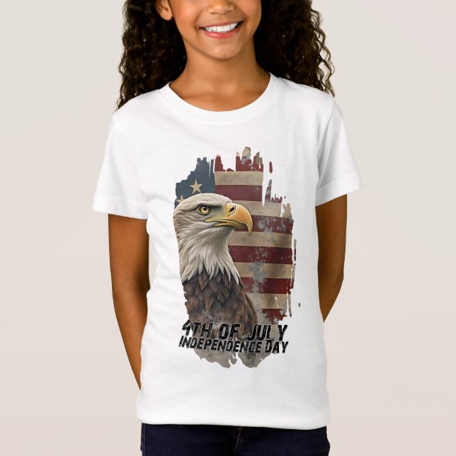 T-Shirt Aigle majestueux et drapeau – Esprit de liberté (Devant)
