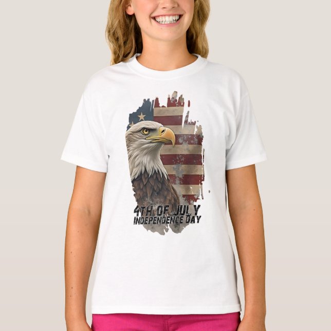 T-shirt Aigle majestueux et drapeau – Esprit de liberté (Devant)