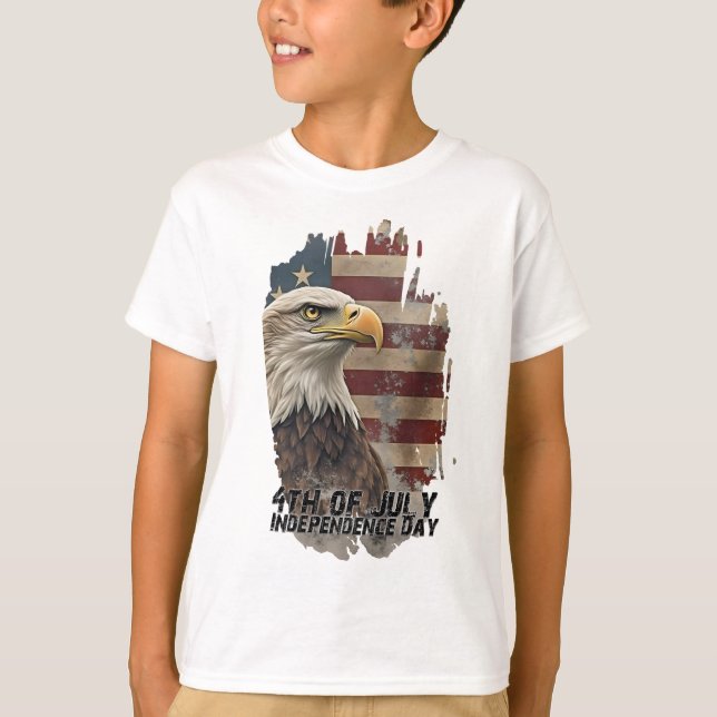 T-shirt Aigle majestueux et drapeau – Esprit de liberté (Devant)