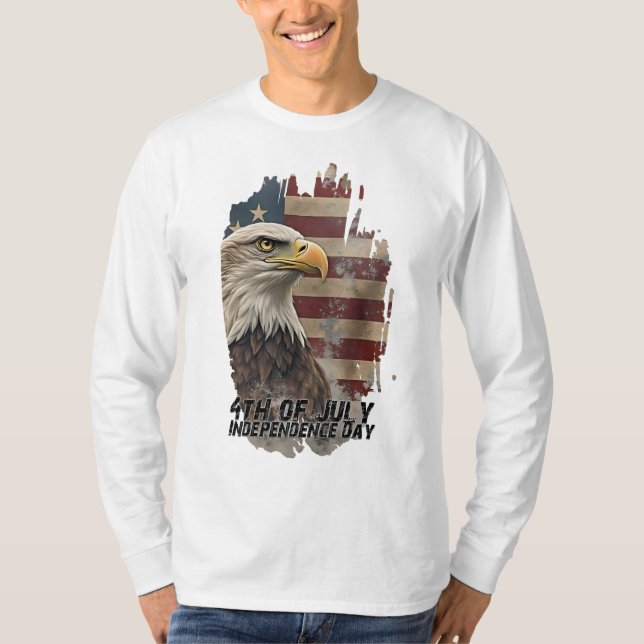 T-shirt Aigle majestueux et drapeau – Esprit de liberté (Devant)