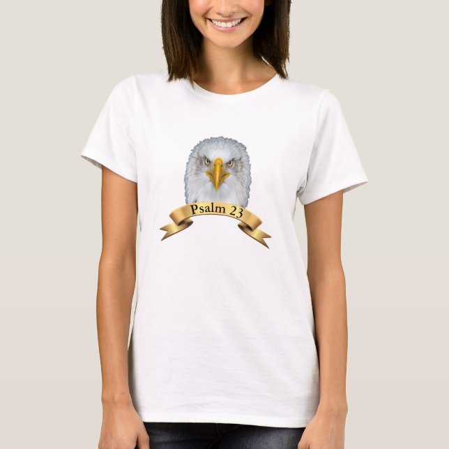 T-shirt Aigle majestueux et ruban doré avec Psaume 23 (Devant)