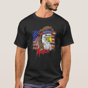 T-shirt Aigle Mulet 4 Juillet États-Unis Drapeau Américain