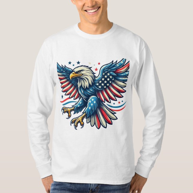 T-shirt Aigle patriotique avec Drapeau américain (Devant)