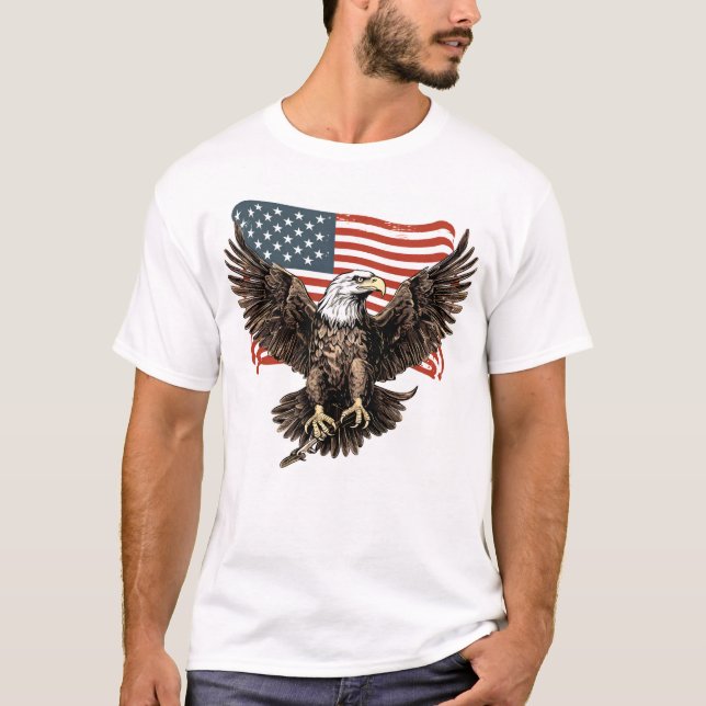 T-shirt Aigle patriotique chauve couleurs drapeau américai (Devant)