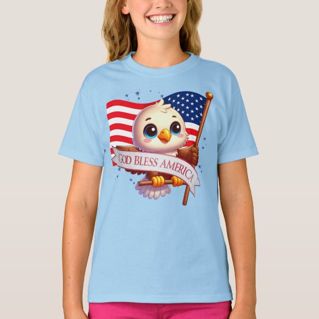 T-shirt Aigle patriotique DIEU BLESS AMERICA flag, États-U (Devant)