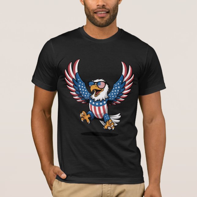 T-shirt Aigle patriotique en étoiles et en bandes (Devant)