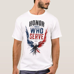 T-Shirt Aigle Patriotique Honneur à Ceux Qui Serve