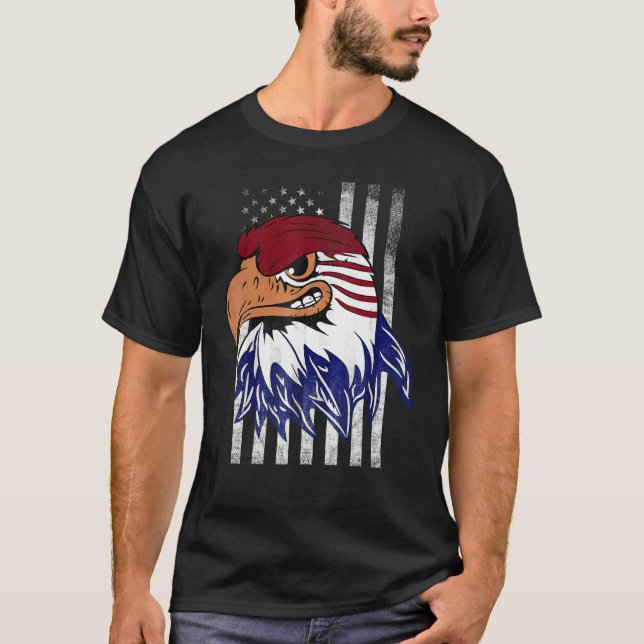 T-shirt Aigle Patriotique Usa Merica 4 juillet Américain F (Devant)