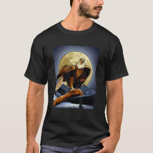 T-shirt Aigle réaliste Vintage mignon Aigle nuit Artistiqu