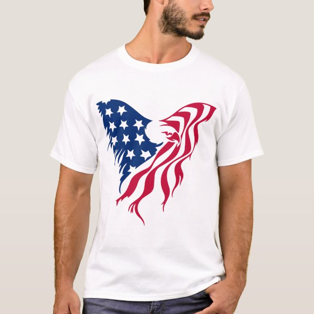 T-shirt Aigle rouge et bleu  (Devant)