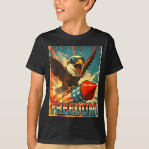 T-shirt Aigle royal américain chevauchant une fusée de feu