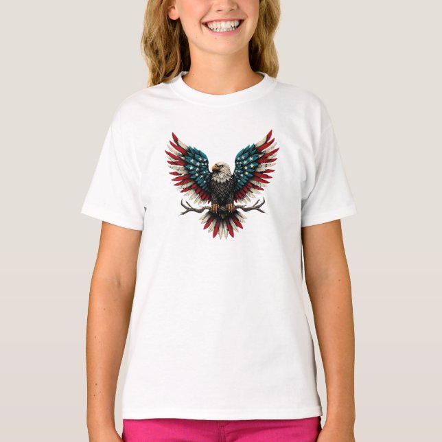 T-shirt Aigle rustique patriotique américain/américain cha (Devant)