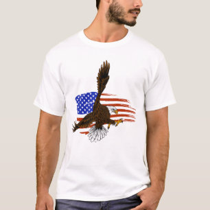 T-shirt Aigle vectoriel américain contre drapeau usa