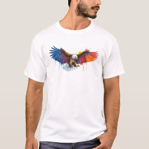 T-shirt Aigle vibrant à l'aquarelle avec ailes déployées