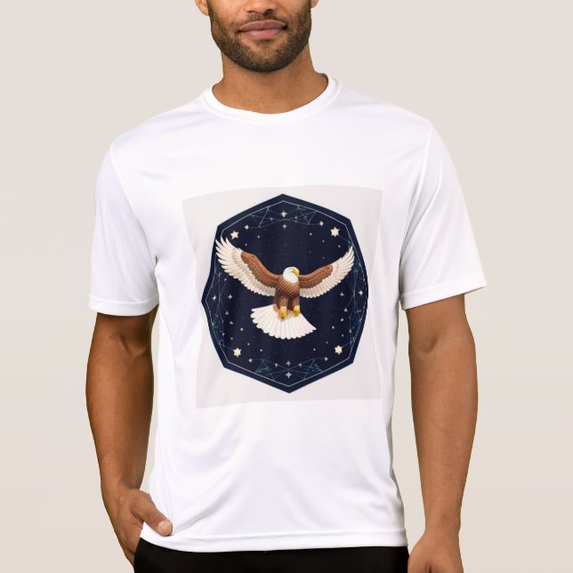 T-shirt Aigle volant contre un Arrière - plan étoilé (Devant)