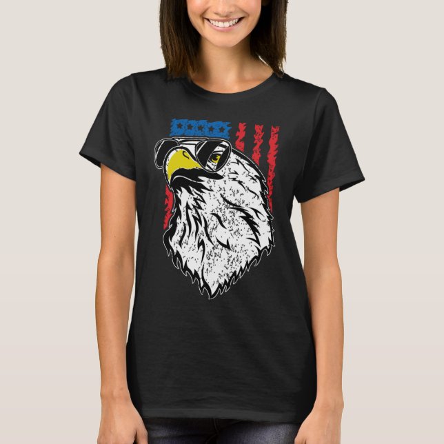 T-shirt Aigles volant lunettes de soleil et drapeau améric (Devant)