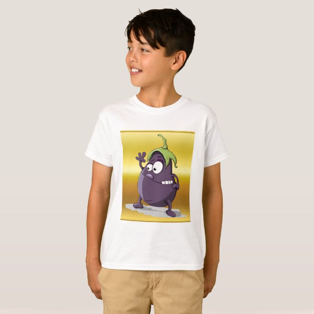 T-shirt Aiguille de dessin animé aux grands yeux vert chev (Devant entier)