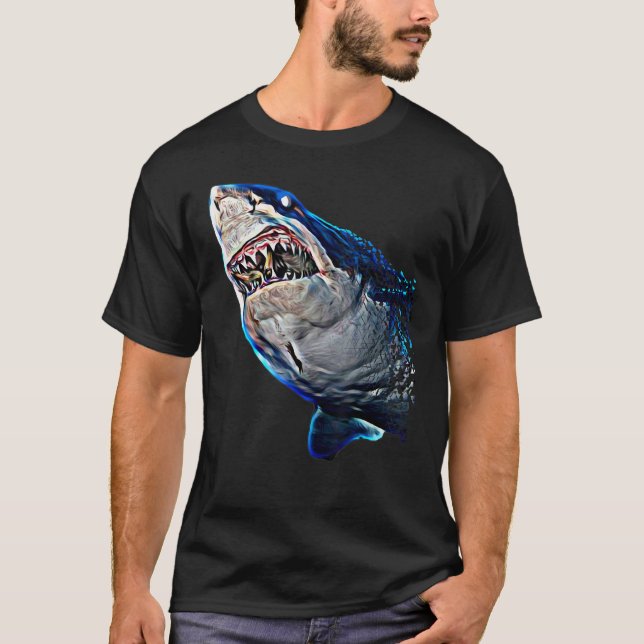 T-shirt Aiguille de grand requin blanc affamé pour papa, l (Devant)