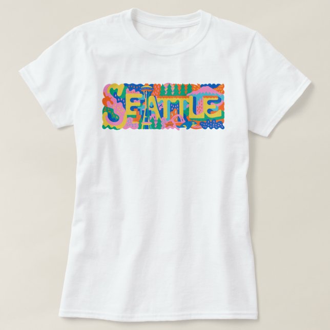 T-shirt Aiguille de l'espace rétro Seattle Mont Rainier Or (Design devant)