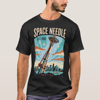 T-shirt Aiguille de l'espace Seattle Affiche de voyage rét