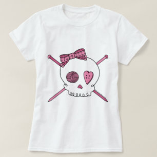 T-shirt Aiguilles de crâne et de tricot (rose)