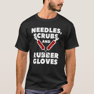 T-shirt Aiguilles Et Gants En Caoutchouc Assistant Médical