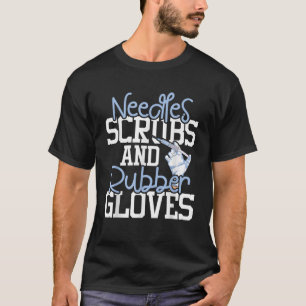 T-shirt Aiguilles Et Gants En Caoutchouc Phlebotom Médical