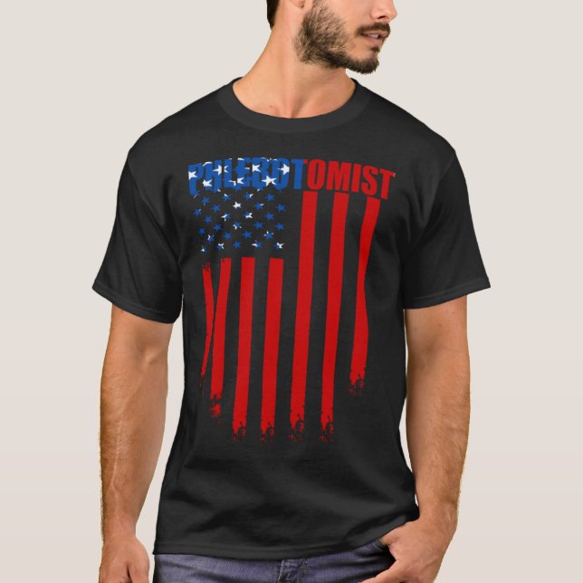 T-shirt Aiguilles phlébotomistes à drapeau Phlebotomie Tec (Devant)