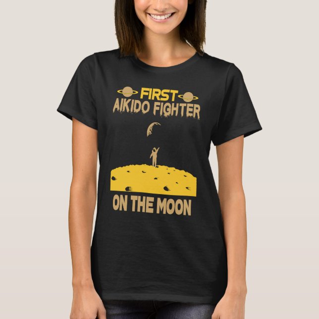 T-shirt Aikido Fighter Sur La Lune (Devant)