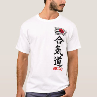 T-Shirt Aikido Kanji avec drapeau japonais